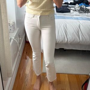 MOTHER White Frayed Hem Jeans